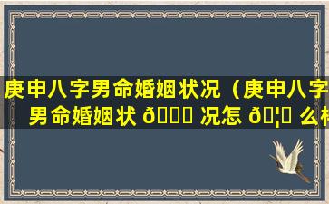 庚申八字男命婚姻状况（庚申八字男命婚姻状 🐎 况怎 🦁 么样）